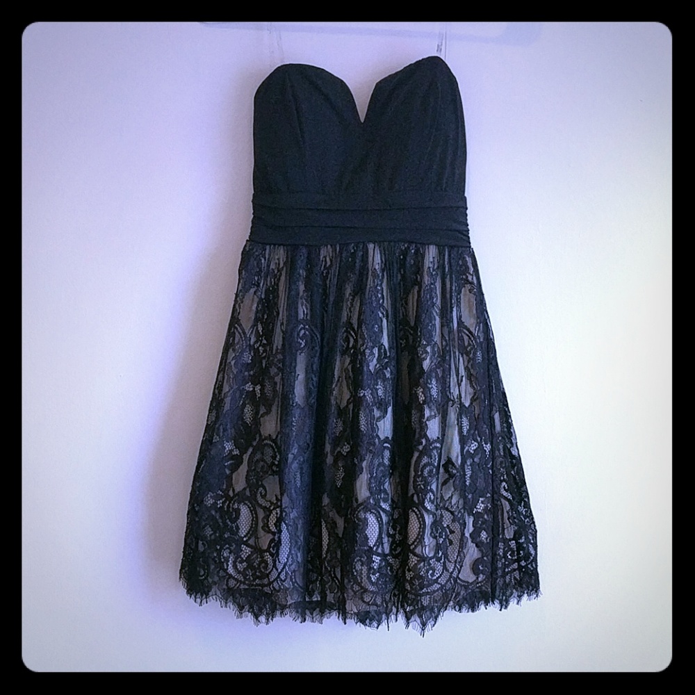 Cute strapless black lace dress